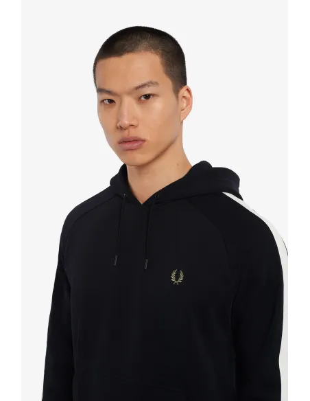 Fred Perry Felpa Con Cappuccio E Riga Uomo Cotone Nero Prezzo 180,00