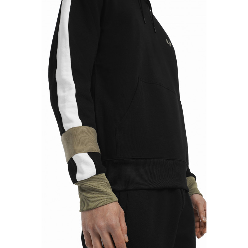 Fred Perry " Felpa Con Cappuccio E Riga Uomo Cotone Nero Prezzo 180,00