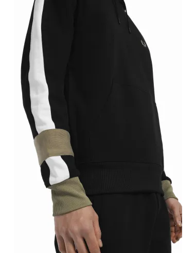 Fred Perry " Felpa Con Cappuccio E Riga Uomo Cotone Nero Prezzo 180,00