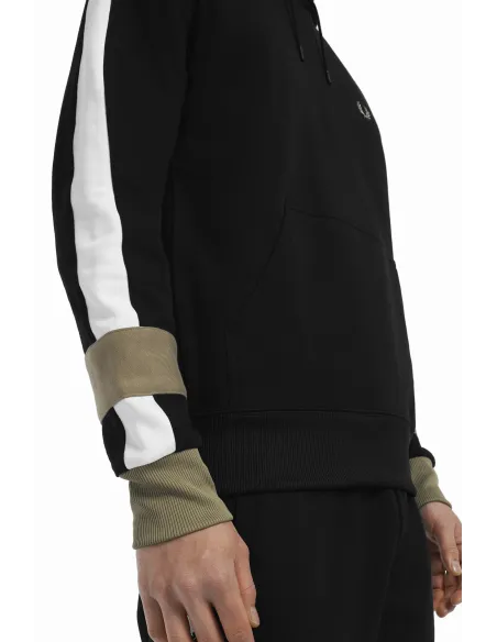 Fred Perry Felpa Con Cappuccio E Riga Uomo Cotone Nero Prezzo 180,00