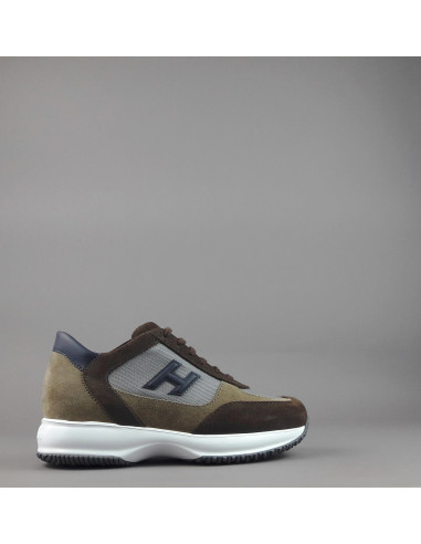 Hogan \ Interactive New Uomo Camoscio Tela Marrone Beige Prezzo 430,00