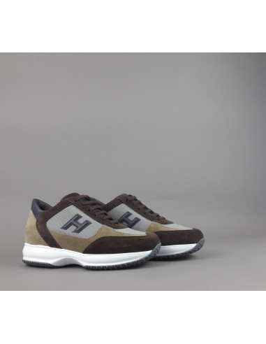 Hogan \ Interactive New Uomo Camoscio Tela Marrone Beige Prezzo 430,00