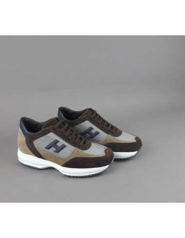 Hogan \ Interactive New Uomo Camoscio Tela Marrone Beige Prezzo 430,00