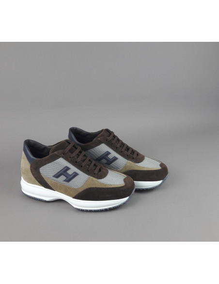 Hogan \ Interactive New Uomo Camoscio Tela Marrone Beige Prezzo 430,00