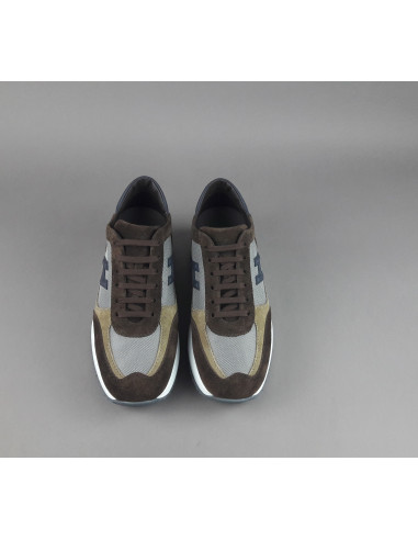 Hogan \ Interactive New Uomo Camoscio Tela Marrone Beige Prezzo 430,00
