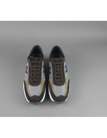 Hogan \ Interactive New Uomo Camoscio Tela Marrone Beige Prezzo 430,00