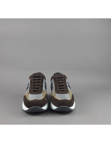 Hogan \ Interactive New Uomo Camoscio Tela Marrone Beige Prezzo 430,00