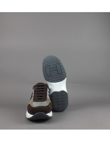 Hogan \ Interactive New Uomo Camoscio Tela Marrone Beige Prezzo 430,00