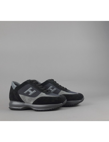 Hogan \ Interactive New Uomo Camoscio Tela Nero Grigio Prezzo 430,00