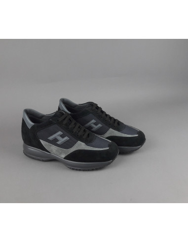 Hogan \ Interactive New Uomo Camoscio Tela Nero Grigio Prezzo 430,00