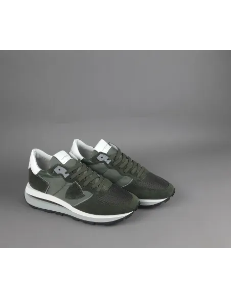 Philippe Model \ Sneakers Uomo New Tropez Camoscio Tela Verde Militare Prezzo 295,00