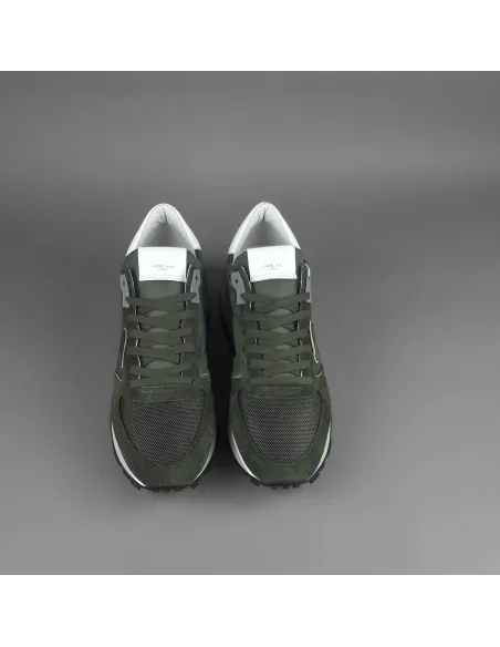 Philippe Model \ Sneakers Uomo New Tropez Camoscio Tela Verde Militare Prezzo 295,00