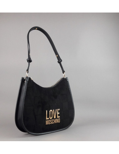 Love Moschino \ Borsa A Spalla Donna Velour Pu Nero Prezzo 210,00