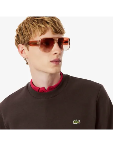 Lacoste \ Felpa Uomo Girocollo Misto Cotone Marrone Scuro Prezzo 135,00