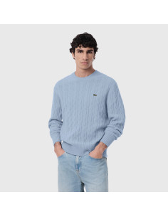 Lacoste \ Maglia Uomo Lana Con Trecce Celeste Polvere Prezzo 175,00