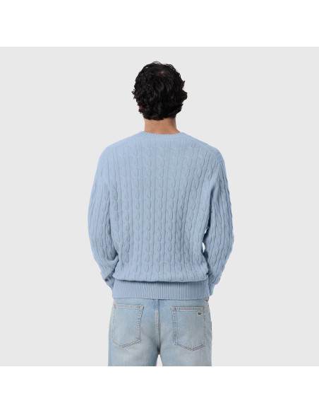 Lacoste \ Maglia Uomo Lana Con Trecce Celeste Polvere Prezzo 175,00