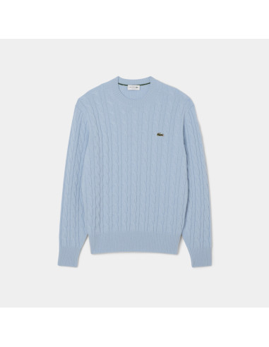 Lacoste \ Maglia Uomo Lana Con Trecce Celeste Polvere Prezzo 175,00