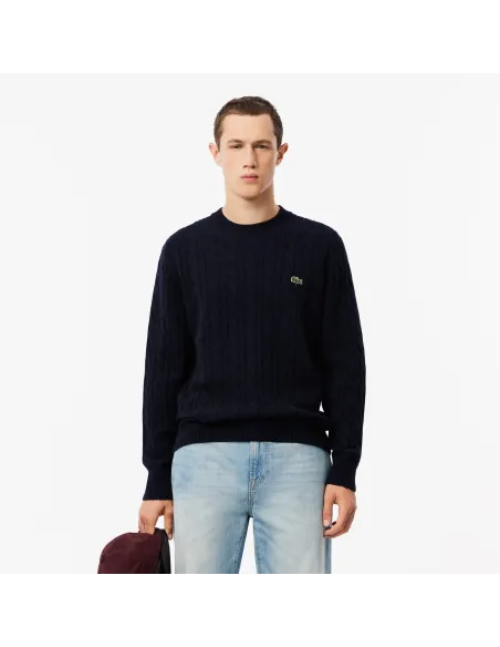 Lacoste \ Maglia Uomo Lana Con Trecce Blu Scuro Prezzo 175,00