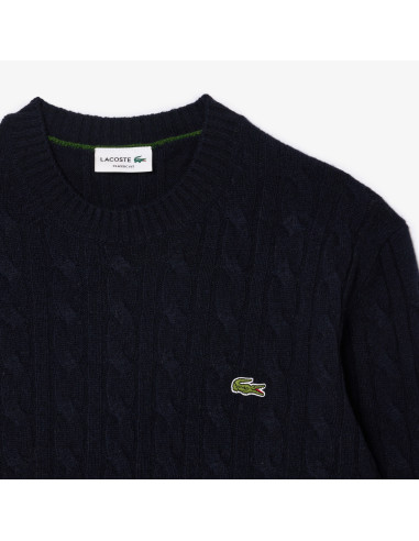 Lacoste \ Maglia Uomo Lana Con Trecce Blu Scuro Prezzo 175,00