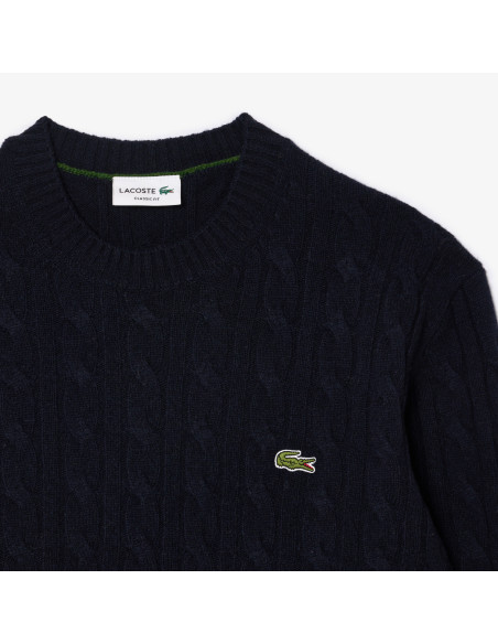 Lacoste \ Maglia Uomo Lana Con Trecce Blu Scuro Prezzo 175,00