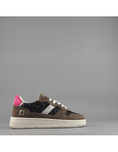 D.A.T.E. \ Sneakers Court Donna Camoscio E Glitter Marrone Prezzo 175,00