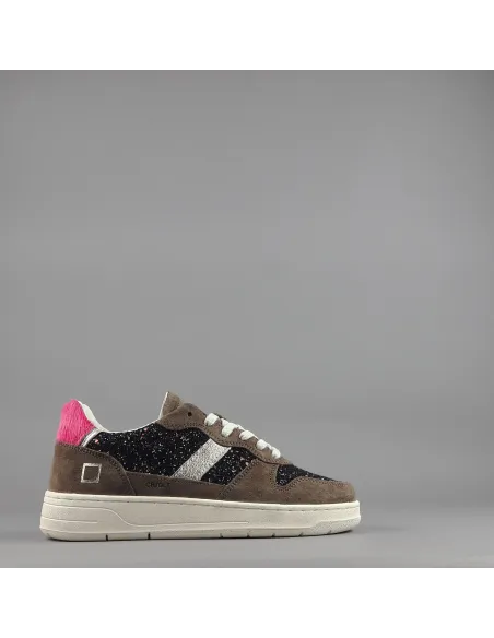 D.A.T.E. \ Sneakers Court Donna Camoscio E Glitter Marrone Prezzo 175,00