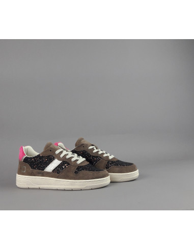 D.A.T.E. \ Sneakers Court Donna Camoscio E Glitter Marrone Prezzo 175,00