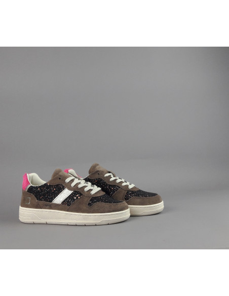 D.A.T.E. \ Sneakers Court Donna Camoscio E Glitter Marrone Prezzo 175,00