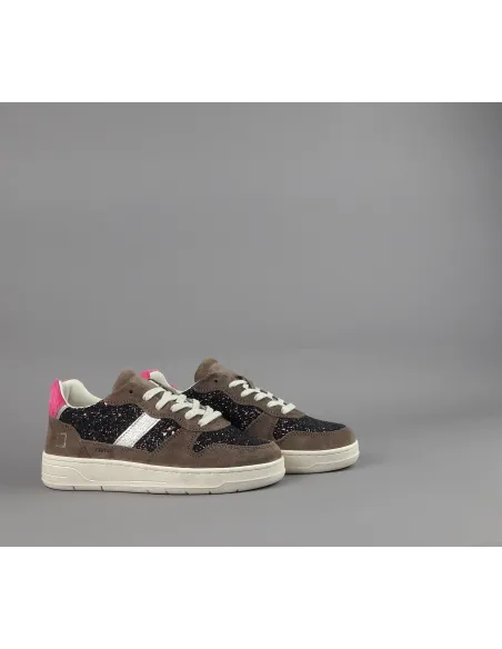 D.A.T.E. \ Sneakers Court Donna Camoscio E Glitter Marrone Prezzo 175,00