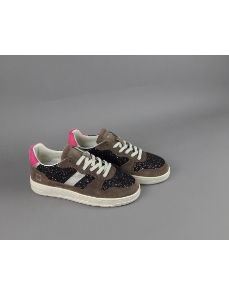 D.A.T.E. \ Sneakers Court Donna Camoscio E Glitter Marrone Prezzo 175,00