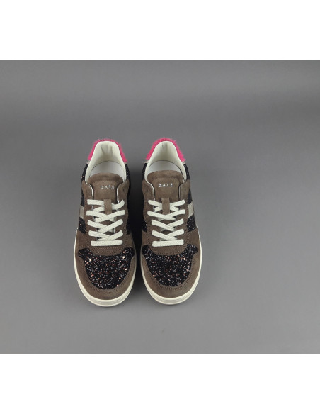 D.A.T.E. \ Sneakers Court Donna Camoscio E Glitter Marrone Prezzo 175,00