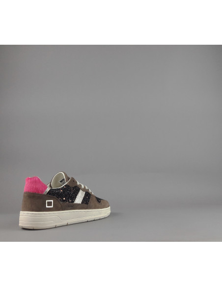 D.A.T.E. \ Sneakers Court Donna Camoscio E Glitter Marrone Prezzo 175,00
