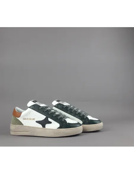 Ama Brand \ Sneakers Uomo Slam Pelle Verde Scuro Bianco Prezzo 205,00