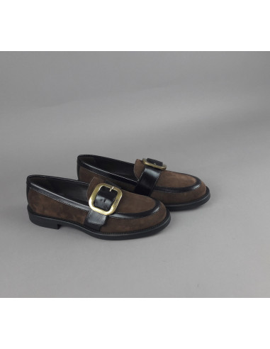 Frau \ Mocassino Basso Donna Camoscio E Pelle Marrone Prezzo 145,00