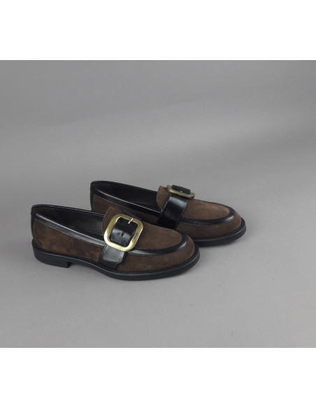 Frau \ Mocassino Basso Donna Camoscio E Pelle Marrone Prezzo 145,00