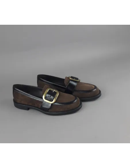 Frau \ Mocassino Basso Donna Camoscio E Pelle Marrone Prezzo 145,00