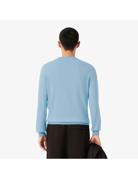 Lacoste \ Pullover Uomo Lana Merino Celeste Polvere Prezzo 160,00