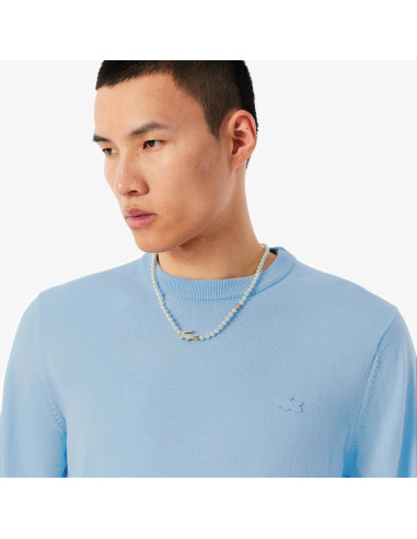 Lacoste \ Pullover Uomo Lana Merino Celeste Polvere Prezzo 160,00
