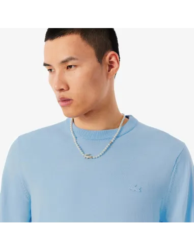 Lacoste \ Pullover Uomo Lana Merino Celeste Polvere Prezzo 160,00