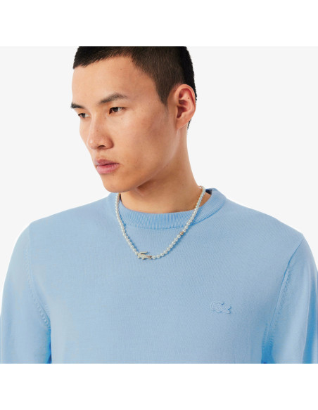 Lacoste \ Pullover Uomo Lana Merino Celeste Polvere Prezzo 160,00