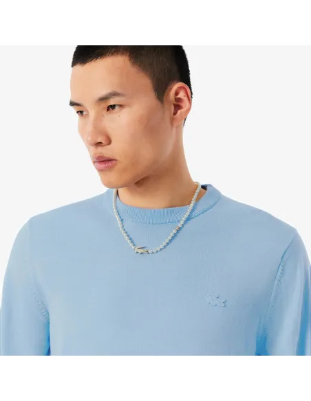 Lacoste \ Pullover Uomo Lana Merino Celeste Polvere Prezzo 160,00