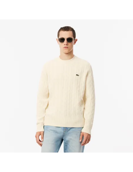 Lacoste \ Maglia Uomo Lana Con Treccie Avorio Prezzo 170,00