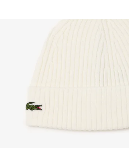 Lacoste \ Cappello Unisex Lana a Costine Bianco Opaco Prezzo 55,00
