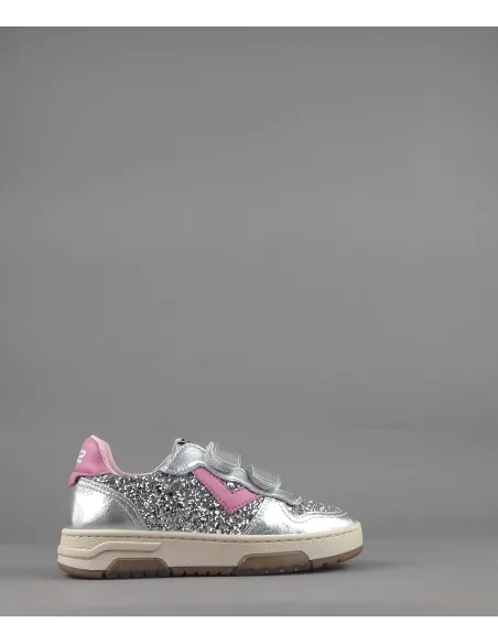 2B12 - Sneakers Baby Hyper Pelle Metal Argento Glitter Prezzo 89,00
