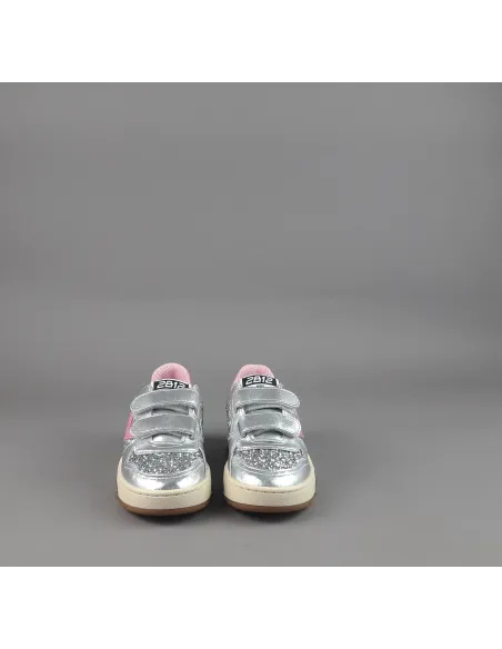 2B12 - Sneakers Baby Hyper Pelle Metal Argento Glitter Prezzo 89,00