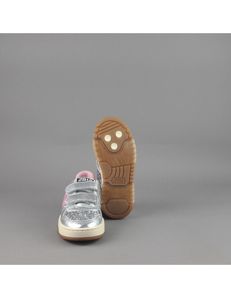 2B12 - Sneakers Baby Hyper Pelle Metal Argento Glitter Prezzo 89,00