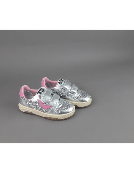 2B12 \ Sneakers Junior Hyper Pelle Metal Argento Glitter Prezzo 99,00