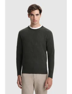 Woolrich Maglia Uomo Girocollo Lana Spuper Geelong Grigio Scuro Prezzo 140,00