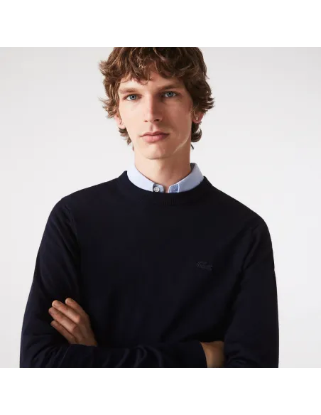 Lacoste \ Pullover Uomo Lana Merino Blu Scuro Prezzo 160,00