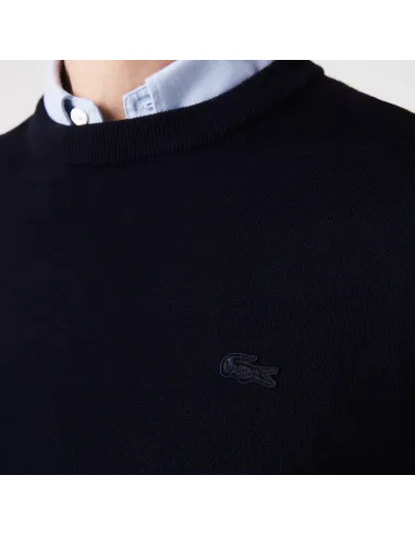 Lacoste \ Pullover Uomo Lana Merino Blu Scuro Prezzo 160,00